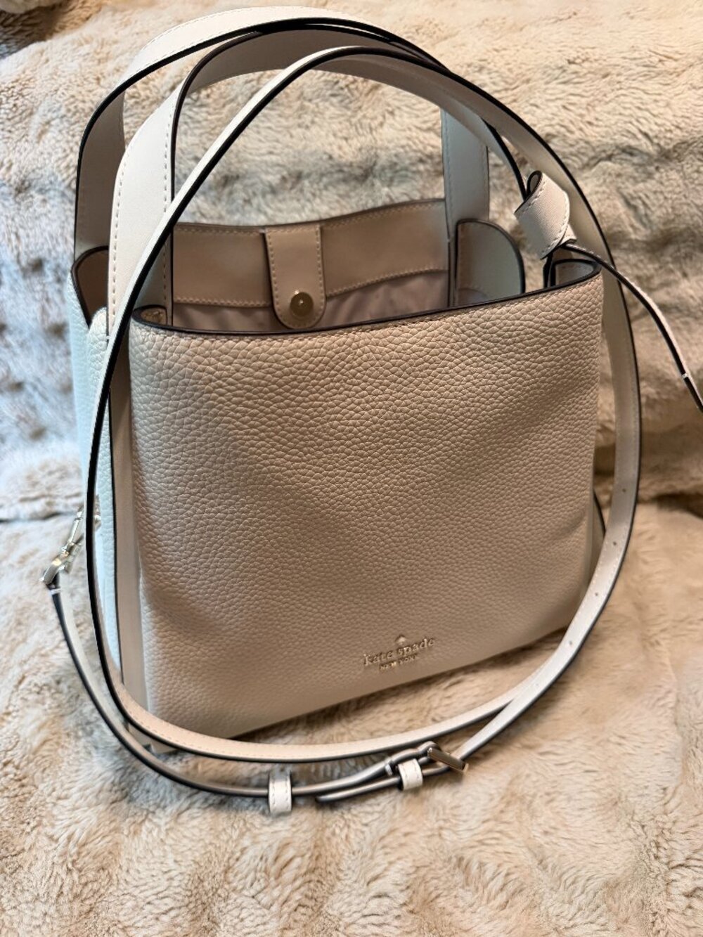 NWOT Kate Spade Handbag Satchel Crossbody White Cream Tan